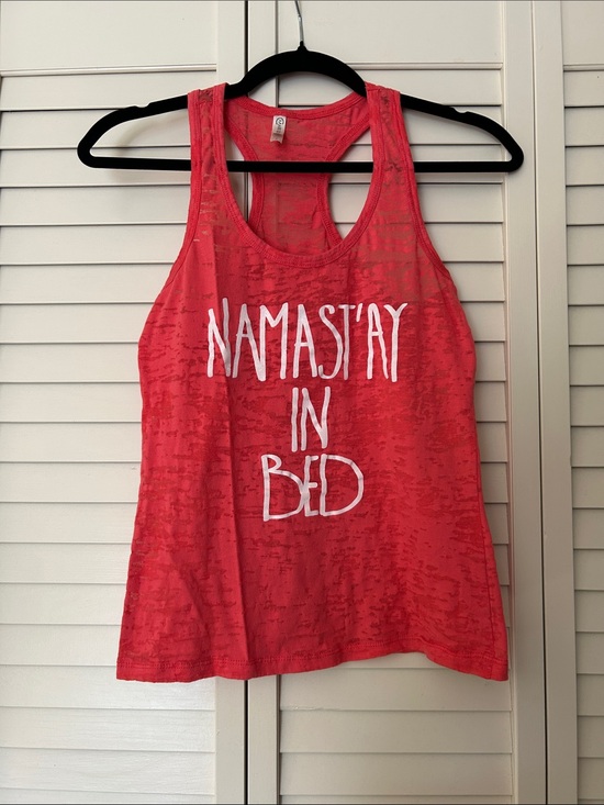 Tops - Pink "Namastay In Bed" Graphic Racerback Tank Top Size S